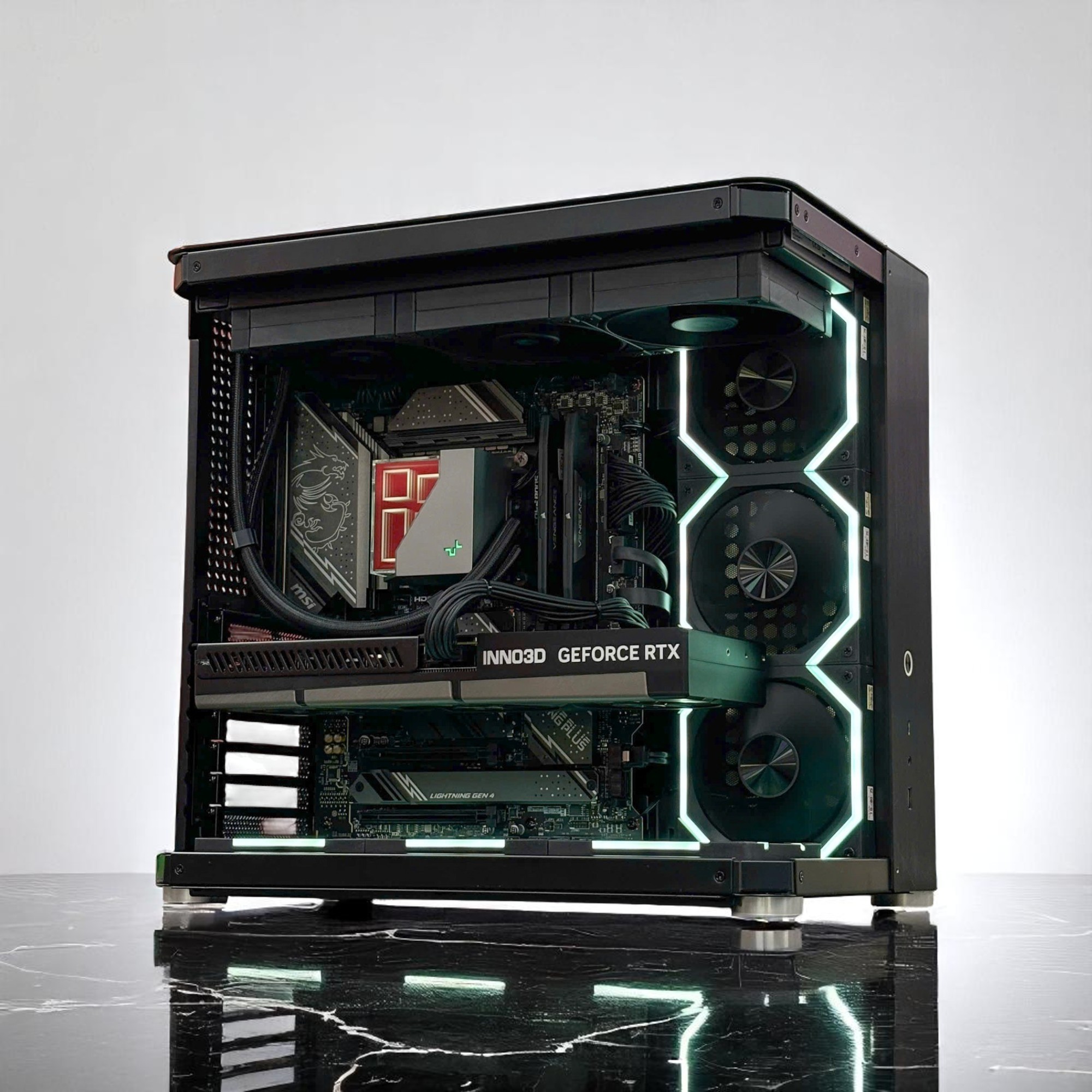 PC Đồ họa HMPC Black Lightning Edition | Intel Core I7 14700KF\ RTX 5070 Ti 16G\ Z790 \ RAM 32GB\ SSD 512GB 
